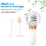 Mini Fan, USB Small Personal Fan, Handheld Fan with Scent, Battery Powered 5 inch Portable Fan. Suitable for Home Outdoor Queue (White)