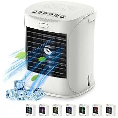 Refroidisseur d'air personnel Hiteenyian, Ventilateur avec Poignée, Refroidisseur Evaporatif & Humidificateur pour Pièce Bureau Table Extérieure, 3 Vitesse Refroidisseur d'air personnel Hiteenyian, Ventilateur avec Poignée, Refroidisseur Evaporatif & Humidificateur pour Pièce Bureau Table Extérieure, 3 Vitesse