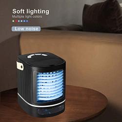 XDS Mini Portable Air Conditioner,Small Personal Air Cooler,One Free Essential Oil,USB Air Cooler Fan With Humidifier,3 speeds,6 colors Night light, large 675ml Water Tank,Black