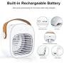 XIDAJIE Portable Air Conditioner Personal Mini Evaporative Air Cooler with Handle, 3 in 1 Water Cooling Fan USB Rechargeable Desk Fan for Room/Office/Dorm/Bedroom/Low Noise/180ML Tank