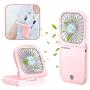 HARZBEKE Handheld Fan, Small Personal Fan with 3 Speeds Ncke Rechargeable Portable Fan, Powerful Mini USB Outdoor Fan Quiet Small Desk Fan Free Angle, Good for Travel Home Office School Queue-PINK