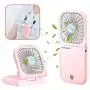 HARZBEKE Handheld-Ventilator, Kleine Tragbarer USB-Akku-Ventilator mit 3 Geschwindigkeiten, Kleiner Schreibtischventilator, Winkelanpassbar, Ideal für Reisen, Zuhause, Büro, Schule, Warteschlange – PINK