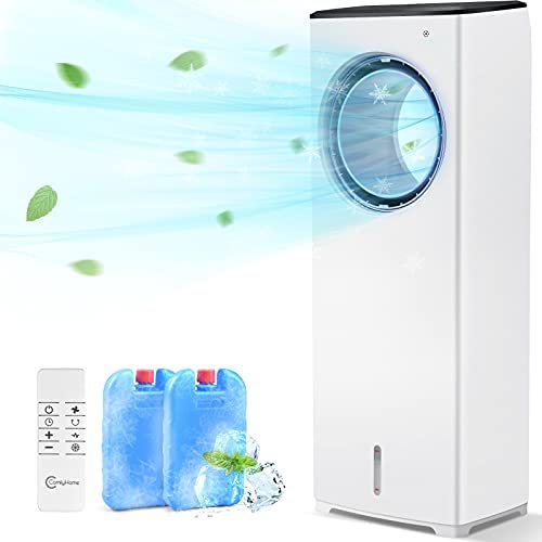 COMFYHOME 2-in-1 Air Cooler, 32'' Swamp Cooler w/ Cooling Function, Bladeless Design, 3 Wind Speeds, 4 Modes, 40°Oscillation, 8H Timer, Remote Control Evaporative Air Cooler for Home Office