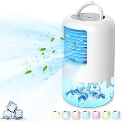 Finessiva Portable Air Conditioner with 7 Colors Night Light, 16.90oz (500ml) Water Tank Capacity, Personal Space Air Cooler Air Circulator Humidifier Misting Fan for Office Room, White