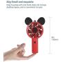Hand held Fan, Portable Fan, Cartoon Hand Fan, Rechargeable USB Mini Fan, with 3 Kinds of Wind Speed Adjustable, Portable Fan with Super Wind Power up to 4980r/ min ( Red)
