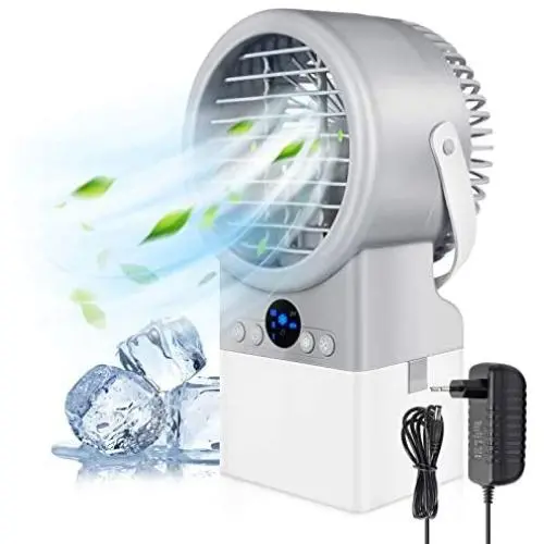 Persönliche Luftkühler für Büro, Yolife 4-in-1 Ventilator, Ultraschall-Luftbefeuchter, Luftreiniger, Tragbarer Luftkühler mit 7 Farben LED Nachtlicht, Mini-Flüsterer-Schreibtischventilator mit Griff für Home Room