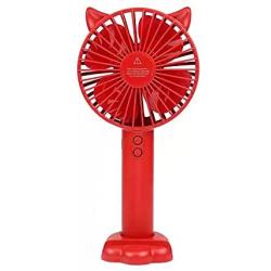 USB handheld electric fan 3-speed variable speed mini portable rechargeable desktop night light silent small electric fan, with battery, can hold mobile phone (rose red)