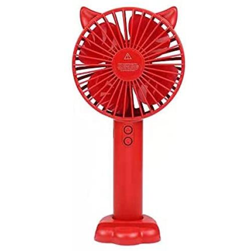 USB handheld electric fan 3-speed variable speed mini portable rechargeable desktop night light silent small electric fan, with battery, can hold mobile phone (rose red)