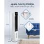 Sunday Living Evaporative Air Cooler - 42 Inch Tower Fan w/Cooling & Humidification, 50° Oscillation Swamp Fan 1.3 Gallon Water Tank, 3 Speed & 3 Mode Setting, 12 Hour Timer, Remote Control