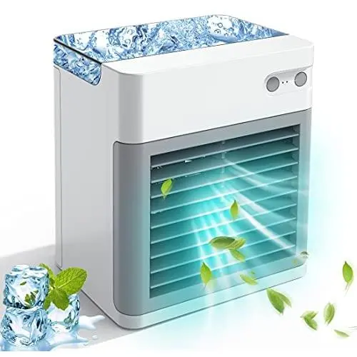 Climatiseur Portable, Ventilateur Rafraîchissant Personnel, Mini Climatiseur Rechargeable 2000 mAh, Ventilateur Rafraîchissant Evaporatif, 3 Vitesse, Lumière Nocturne RVB 7 Couleurs pour Maison, Bureau et Pièce Blanche Climatiseur Portable, Ventilateur Rafraîchissant Personnel, Mini Climatiseur Rechargeable 2000 mAh, Ventilateur Rafraîchissant Evaporatif, 3 Vitesse, Lumière Nocturne RVB 7 Couleurs pour Maison, Bureau et Pièce Blanche