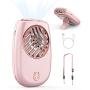 LOKASS Portable Neck Fan Handheld Mini Fan Electric Bladeless Fan 2000mAh Battery Operated Personal Fan with Lanyard for Summer Eyelash,USB Rechargeable,Small,Hands Free,3 Speeds for Outdoor,Pink
