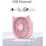 Personal Desk Fan Small Quiet USB Plug in, Mini Portable Table Fans for Sleeping Bedroom Nightstand, 3 Speeds Adjustable, Rotatable, Anti-slip, Fast Cooling for Home Office Dorm Work Travel (Pink)
