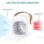 Tragbarer Luftkühler XIDAJIE mit Griff, 3-in-1 Wasser-Kühlung Lüfter, USB wiederaufladbar, Schreibtischlüfter für Raum/Büro/Dorm/Schlafzimmer/Geräuscharm/180ML Tank