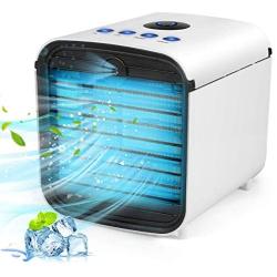 Personal Air Conditioner, 5 in 1 Personal Evaporative Cooler, Portable Air Cooler with 7 Colors LED Light and 3 Speed Desktop Cooling Fan for Home, Room, Office