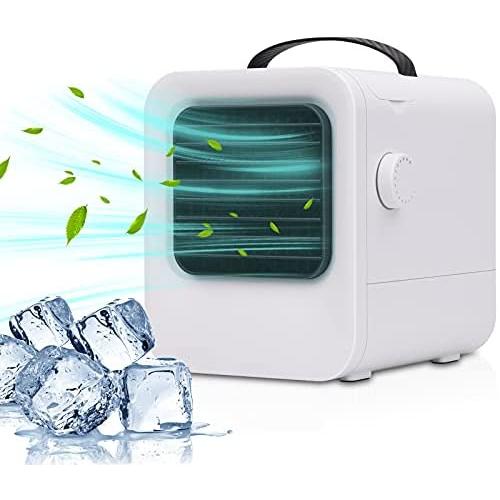 Tohoer Personal Space Air Cooler Usb-C Portable Upgrade Stepless Speed Air Conditioner Humidifier Moist Low Noise Led Light, Small Desk Fan Mini Cooling AC For Desk Home Office Bedroom Outdoor