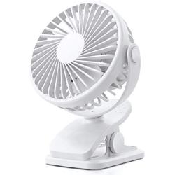 MISSUE Clip On Desk Fan, Baby Safe Stroller Fan, USB & Battery Operated Fan with 3 Speed for Child, Men, Women, 3000mAh Rechargeable Battery Included