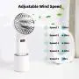 DEKOPRO Handheld Fan Portable Personal Fan Mini Hand Held Fan with USB Rechargeable Battery, Personal Desk Table Fan with Base, Chargeable Fan Oscillating Fan 5 Modes for Home Office Travel Outdoor