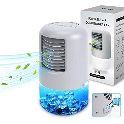 Padi Home Portable Air Conditioner Fan Air Cooler Super Quiet Desk Fan with Handle Personal Air Conditioner with 3 Speeds 7 Colors for Home Office Bedroom