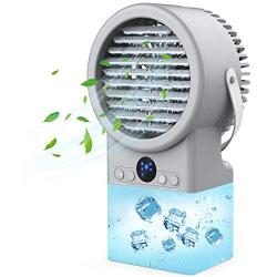 Portable Cooler Fan with Humidifier for Desk, Small Personal Air Conditioner with 500ml Water Tank, Quiet Misting Fan with 3 Cooling Speeds 7 LED Night Light For Home Bedroom Small Room Dorm Office Table