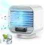 Portable Air Conditioner, Desktop Rechargeable Evaporative Air Cooler and Humidifier with 3 Speeds, Cordless Personal Mini Air Conditioner Fan for Car, Room, Office