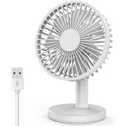 VersionTECH. Desk Fan, Small Quiet Fans Personal Portable USB Operated Cooling Mini Fan with 3 Speeds and 40° Adjustment for Table Desktop Office Home Car ( White )