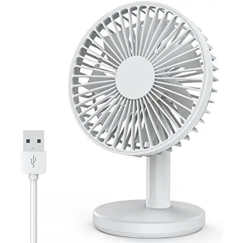 Vent de Bureau VersionTECH, Petit Ventilateur Silencieux USB, Mini Ventilateur Portatif pour Bureau, Table, Voiture, Office, Maison (Blanc)