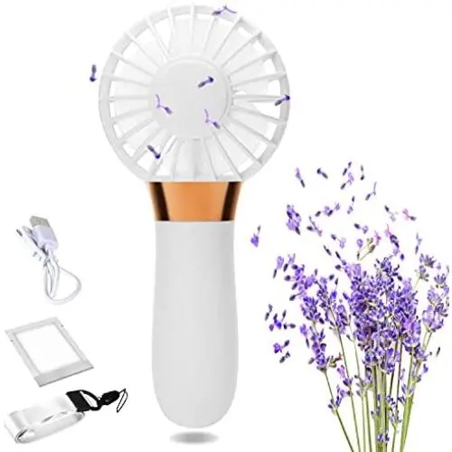 Mini Fan, USB Small Personal Fan, Handheld Fan with Scent, Battery Powered 5 inch Portable Fan. Suitable for Home Outdoor Queue (White) Mini Fan, USB Small Personal Fan, Handheld Fan with Scent, Battery Powered 5 inch Portable Fan. Suitable for Home Outdoor Queue (White)