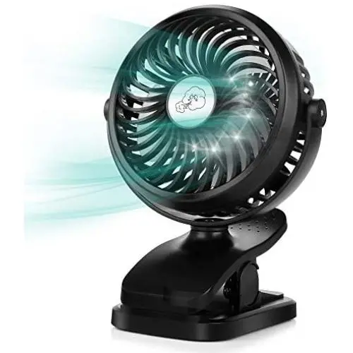 Vent de poche, Clip réglable pour portable, Mini ventilateur de bureau alimenté par batterie avec jusqu'à 11h d'autonomie, crochet d'accrochage, lumière LED, 3 vitesses, ventilateur USB réglable à 360° pour poussette, bureau, maison, tente, ouragan, urgen Vent de poche, Clip réglable pour portable, Mini ventilateur de bureau alimenté par batterie avec jusqu'à 11h d'autonomie, crochet d'accrochage, lumière LED, 3 vitesses, ventilateur USB réglable à 360° pour poussette, bureau, maison, tente, ouragan, urgen