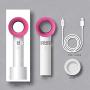 Portable USB Rechargeable Mini Fan Desktop Speed Adjustable Bladeless Fan Eyelash Fan Dryer Handheld Fan