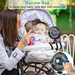 Zuvas Stroller Fan Mini Portable Fan Battery Operated Personal Fan, 360° Rotatable Baby Clip on Fan Stepless Speed Desk Fan with Flexible Tripod, USB Handheld Fan for Crib Treadmill Bike Tent Camping