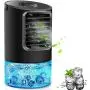Tragbarer Luftkühler, KUOTE Mini Verdunstungskühler, Persönlicher Raum-Kühler, Leiser Schreibtisch-Ventilator mit Nebel-Funktion für Kleine Räume, Schlafzimmer, Büro (Zylinder-Schwarz)
