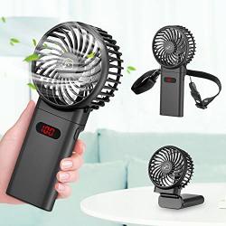 Mini Handheld Fan,Portable Foldable USB Fans with Smart Led Digital Display,Quiet Small Desk Fan with 4 Speed,Personal Rechargeable 4000mAh Battery Operated Fan for Office Outdoor Sport Home Traveling