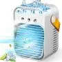 Ventilateur Portatif Rafraîchisseur d'Air Personnel avec Poignée, Rafraîchisseur Evaporatif Rechargeable avec Brumeur, Lumière RVB 7 Couleurs, 3 Vitesse et 3 Modes de Pulvérisation pour Bureau Maison Voyage Ventilateur Portatif Rafraîchisseur d'Air Personnel avec Poignée, Rafraîchisseur Evaporatif Rechargeable avec Brumeur, Lumière RVB 7 Couleurs, 3 Vitesse et 3 Modes de Pulvérisation pour Bureau Maison Voyage