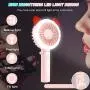 Jasilon [NEUE FALTBARE LED Handheld-Ventilator] Mini USB Tragbarer persönlicher Ventilator mit 3 Geschwindigkeiten, kleiner tragbarer Ventilator mit Licht, kleiner, leiser Schreibtischventilator für Kinder Mädchen Frauen Zuhause Büro Outdoor Reise-Pink