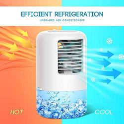 EdorReco Portable Air Conditioner with 3 Speeds 7 Colors Night Light, Mini Evaporative Air Cooler, Corded Personal Air Conditioner with Handle for Room Office Home, White