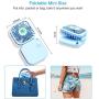 Handheld Mini Fan, Foldable Small Personal Portable Fan, 3000mAh Power Bank USB Rechargeable 3 Speeds Fans for Home Office Outdoor Travel (Blue)