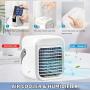 Climatiseur Portable, Sagekia Climatiseur Evaporatif 3 Vitesses avec Ventilateur et Lumière LED 7 Couleurs Réservoir d'Eau USB Câble Refroidisseur Personnel avec Poignée pour Maison Bureau Dortoir Camping [Nouvelle Édition 2021]