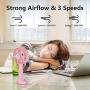 Mini Handheld Fan, Hand Held Misting Fan Portable Fan Double Nozzle Sprayer Fan 3 Speeds USB Rechargeable Facial Steamer Spray Cooling Fan Personal Fan with Cell Phone Holder for Travel Office