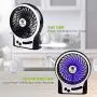 LETTON Portable Mini USB Fan Rechargeable Battery with 3 Speed LED Light for Home-Black LETTON Portable Mini USB Fan Rechargeable Battery with 3 Speed LED Light for Home-Black
