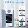 Portable Air Conditioner, Personal Air Cooler, Mini Air Conditioner with 2 Fan Speeds, 4 Colors LED Lights, Personal Air Conditioner for Small Room/Office/Dorm/Bedroom (Silver/plug-in version)