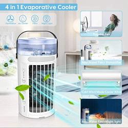 Portable Air Conditioner Fan, MAXROCK Personal Mini Evaporative Air Cooler 3 Speed Super Quiet Desk Air Cooling Fan 7 Colors LED Light Humidifier for Small Room Home Office Camping Car Outdoor