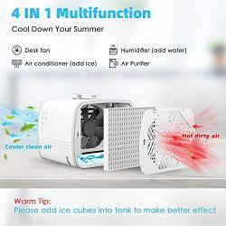 Portable Air Conditioner, Personal Air Cooler Fan with 3 Speeds 7 Colors, Mini Evaporative Cooling Fan with Hidden Handle, Super Quiet Air Conditioner Fan for Small Space Room/Office/Home/Travel