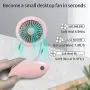 Tragbarer Handfreie Nackenfön, 3 Geschwindigkeiten, USB-Aufladbare Mini-Ventilator, Kopfhörern-Armreif, 360 Grad Drehung für Zuhause, Camping, Büro, Auto und Reisen, Outdoor (Pink)
