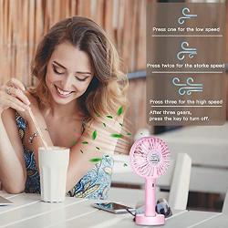 2021 Upgraded Small Desk Mini Fan with Battery Rechargeable, Portable Handheld Personal USB Fan with 3 Speed Strong Wind for Outdoor Activity, Home, Office, Eyelash Fan for Make up (White)