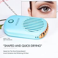 Awhoas USB Mini Portable Fan Rechargeable Eyelash Fan Dryer Electric Bladeless Handheld Air Conditioning Cooling Refrigeration Fan for Eyelash Extension(Blue)