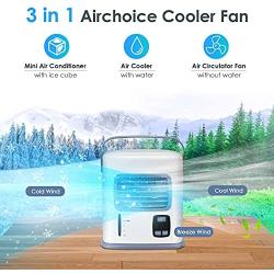 3 in 1 Personal Air Conditioner Fan for office - Mini Portable AC Evaporative Air Cooler Fan w/Auto Timer, Adjustable Wind Direction, 18 Oz Large Water Tank, Low Noise, Ideal for Small room Indoor