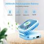Handheld Mini Fan, Foldable Small Personal Portable Fan, 3000mAh Power Bank USB Rechargeable 3 Speeds Fans for Home Office Outdoor Travel (Blue)