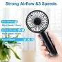 Aluan Super Mini Handheld Ventilator, Kleiner Tragbarer Handventilator mit Entnehmbarer Basis, USB-Akku-betriebener Handventilator mit 3 Geschwindigkeiten für Damen Herren Kinder Indoor Outdoor, Make-up, Reise (Schwarz)