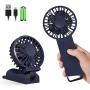 VHENJOY Personal Fan, 2 in 1 Handheld and Desktop Fan, Two sets of fan blades Portable Fan, 4 Speeds Airflow Mini Fan with Rechargeable Batteries, 4-12 Hours Working Time for Home Office Travel（Blue）