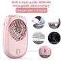 LOKASS Portable Neck Fan Handheld Mini Fan Electric Bladeless Fan 2000mAh Battery Operated Personal Fan with Lanyard for Summer Eyelash,USB Rechargeable,Small,Hands Free,3 Speeds for Outdoor,Pink